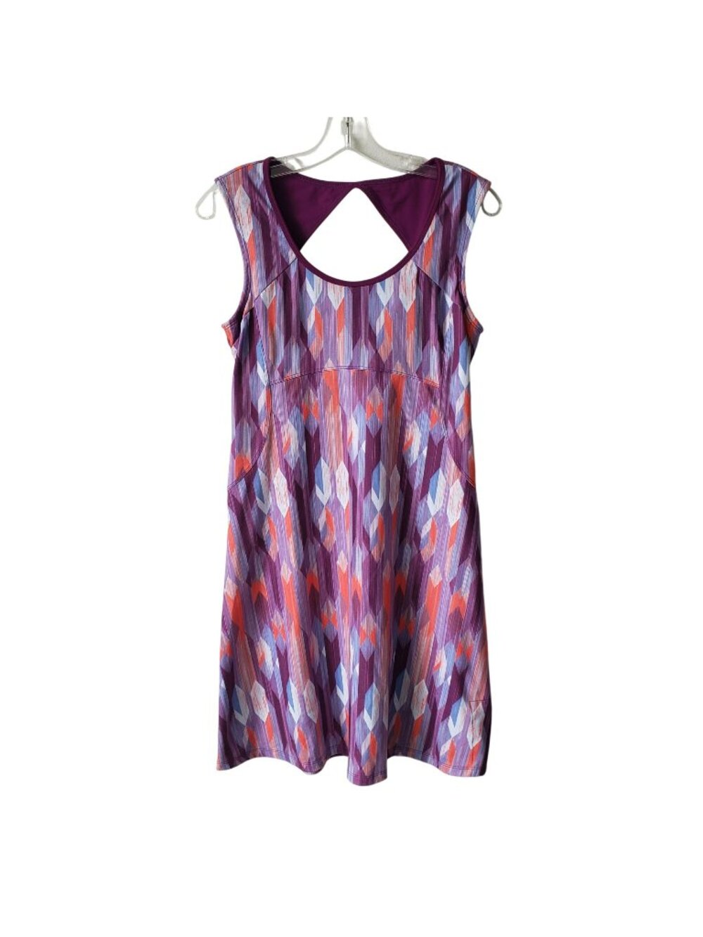 Prana Purple Grapevine Calico Tennis Dress Shelf Bra Summer Workout Hiking Cute
